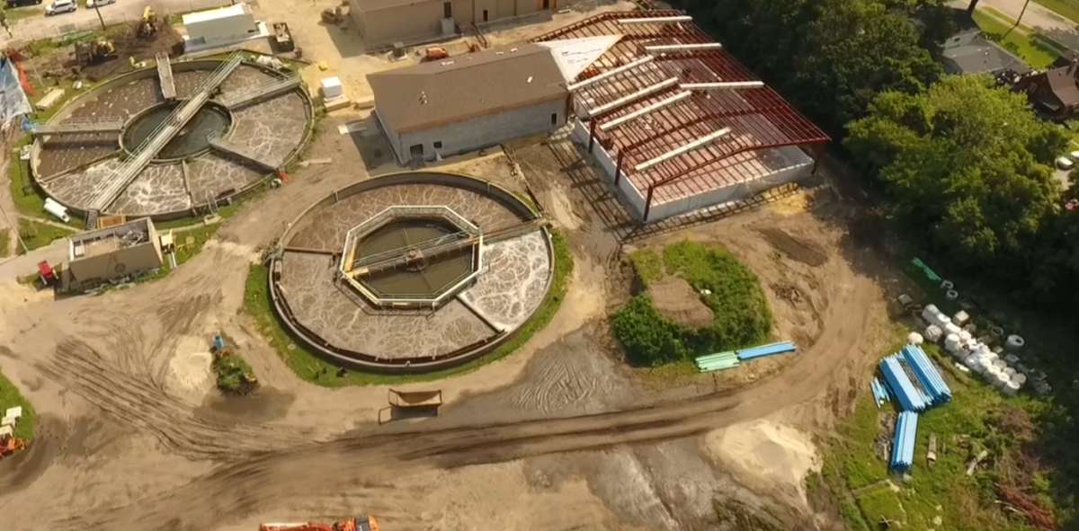 Pictured above is the South Beloit, Illinios WWTP at the beginning of construction.